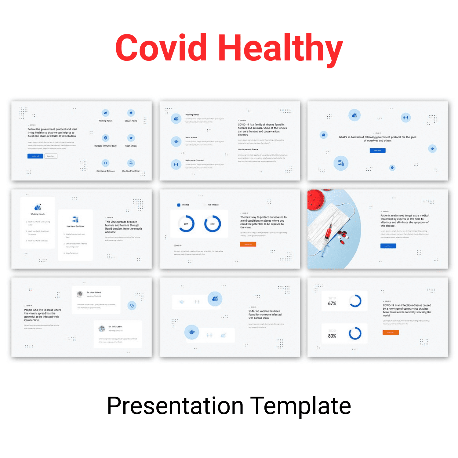 Covid Healthy Presentation Template cover image.