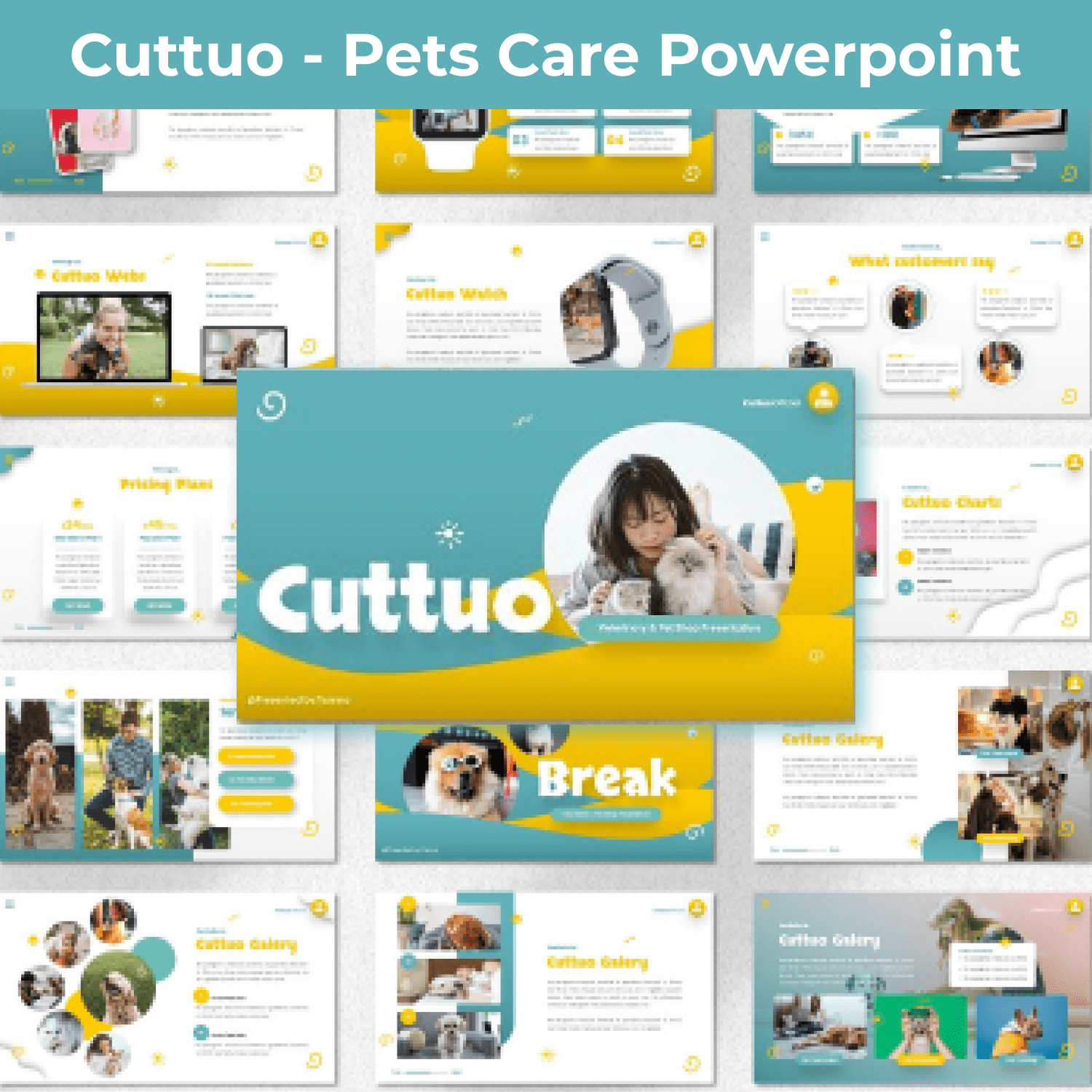 Cuttuo - Pets Care Powerpoint main cover.