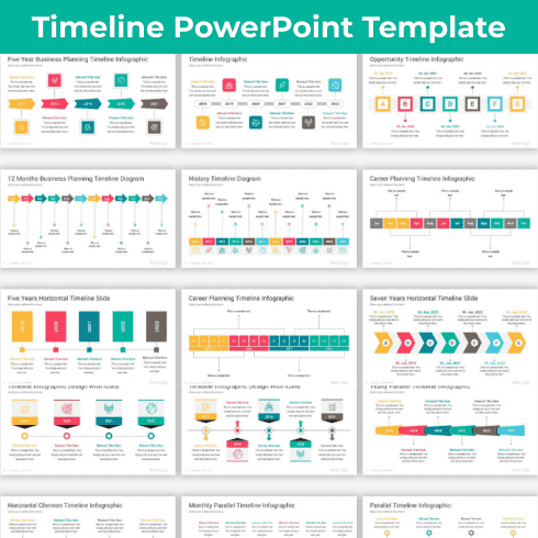 Timeline PowerPoint Template cover image.