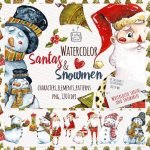 Watercolor Santas and Snowmen main cover.