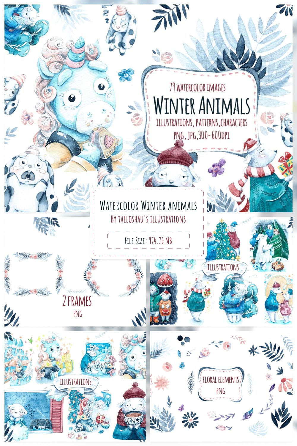 Watercolor Winter animals Pinterest.
