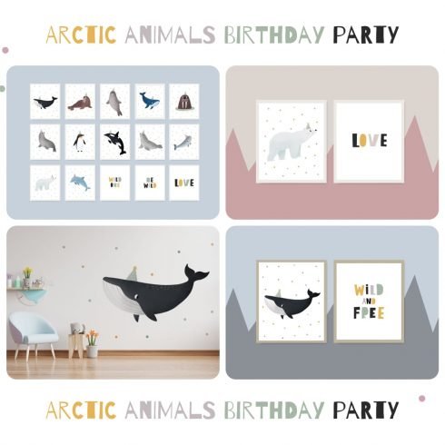 Arctic animals Birthday party cover image.