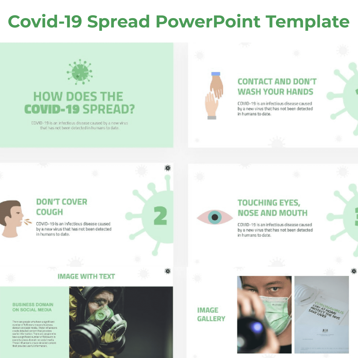 Covid-19 Spread PowerPoint Template cover image.