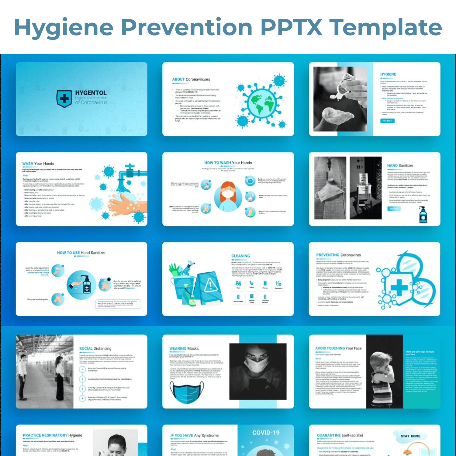 Hygiene Prevention PPTX Template cover image.