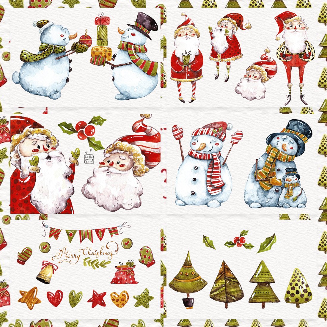 Watercolor Santas and Snowmen cover image.