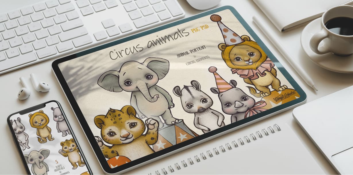 Notebook option of the Circus animals.