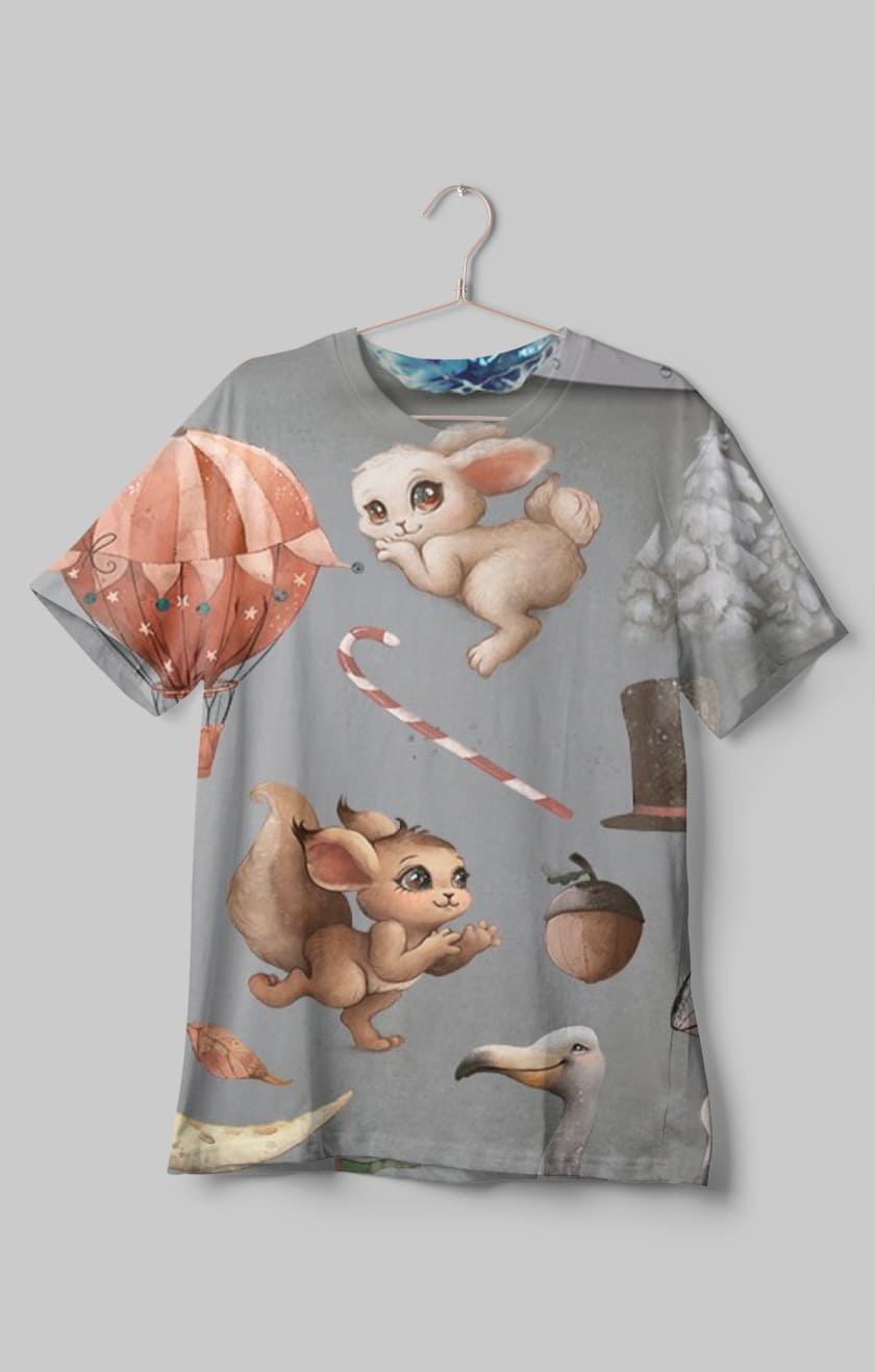 T-shirt with the Digital watercolor vintage set.