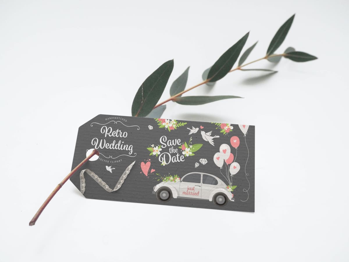 Business cards option of the Retro Wedding Vector Collection.