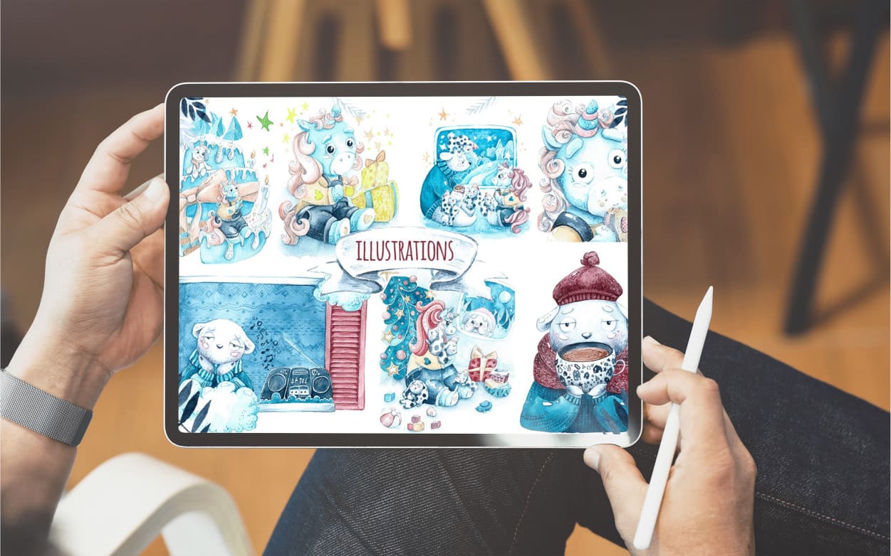 Mobile option of the Watercolor Winter animals.