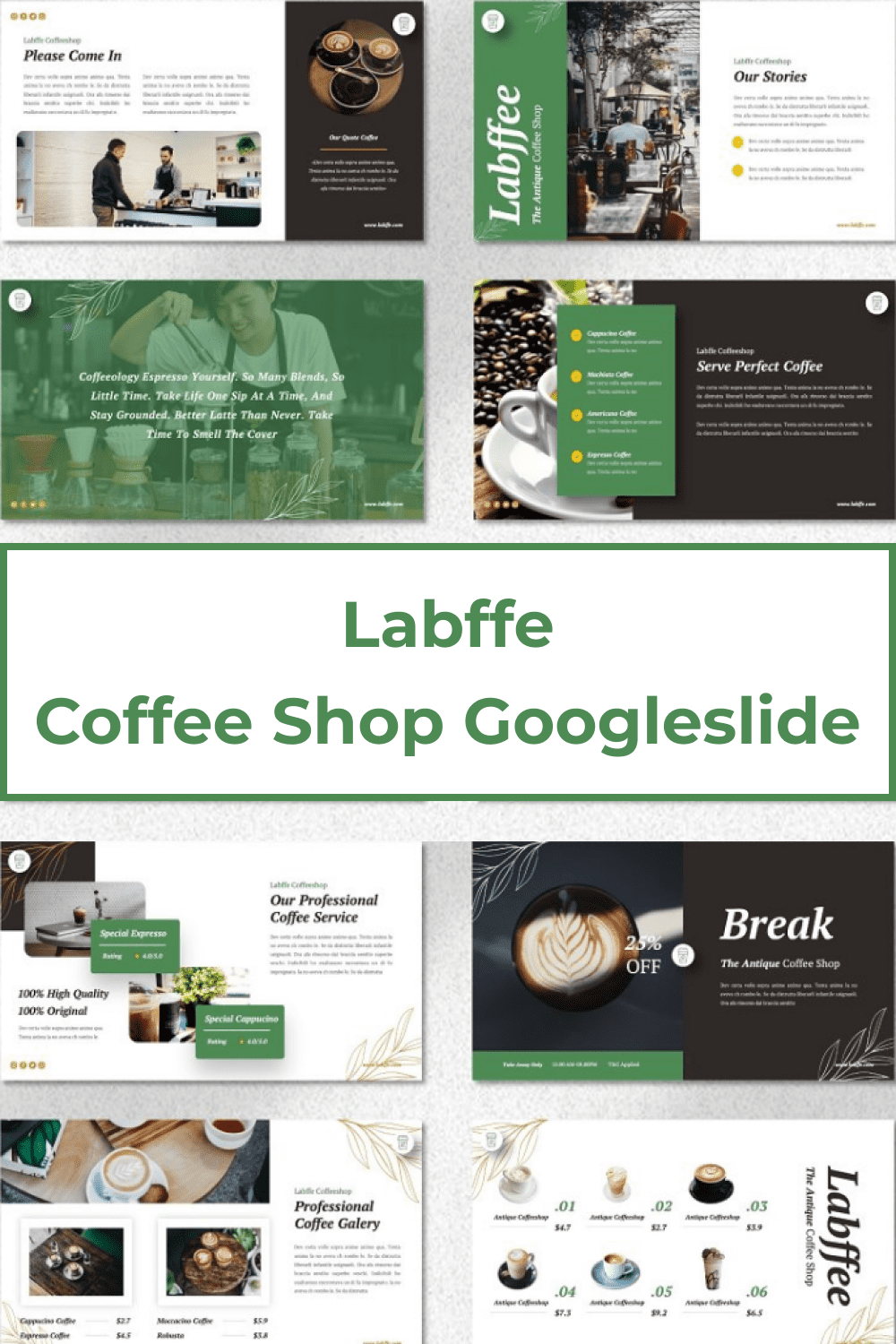 Labffe - Coffee Shop Googleslide cover image.