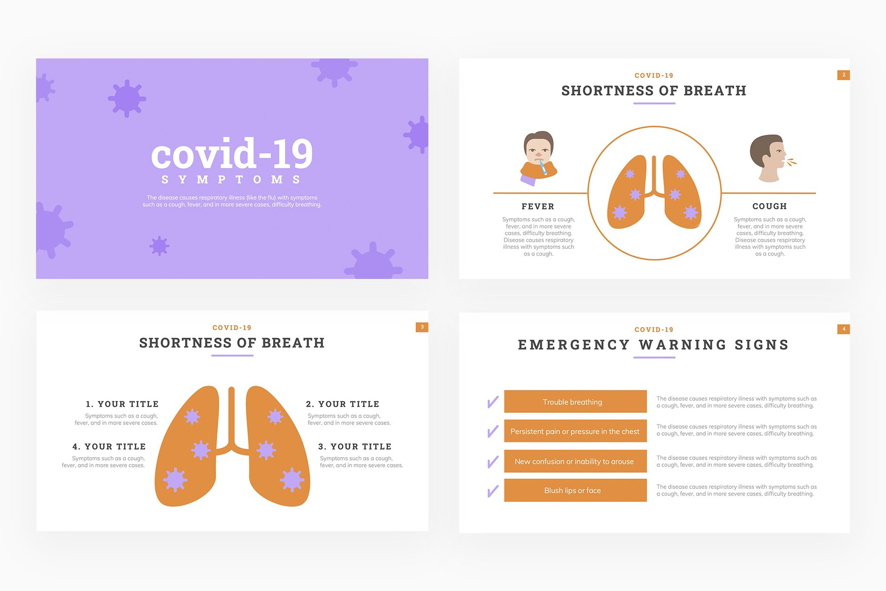 Covid template with the thematic illustrations.
