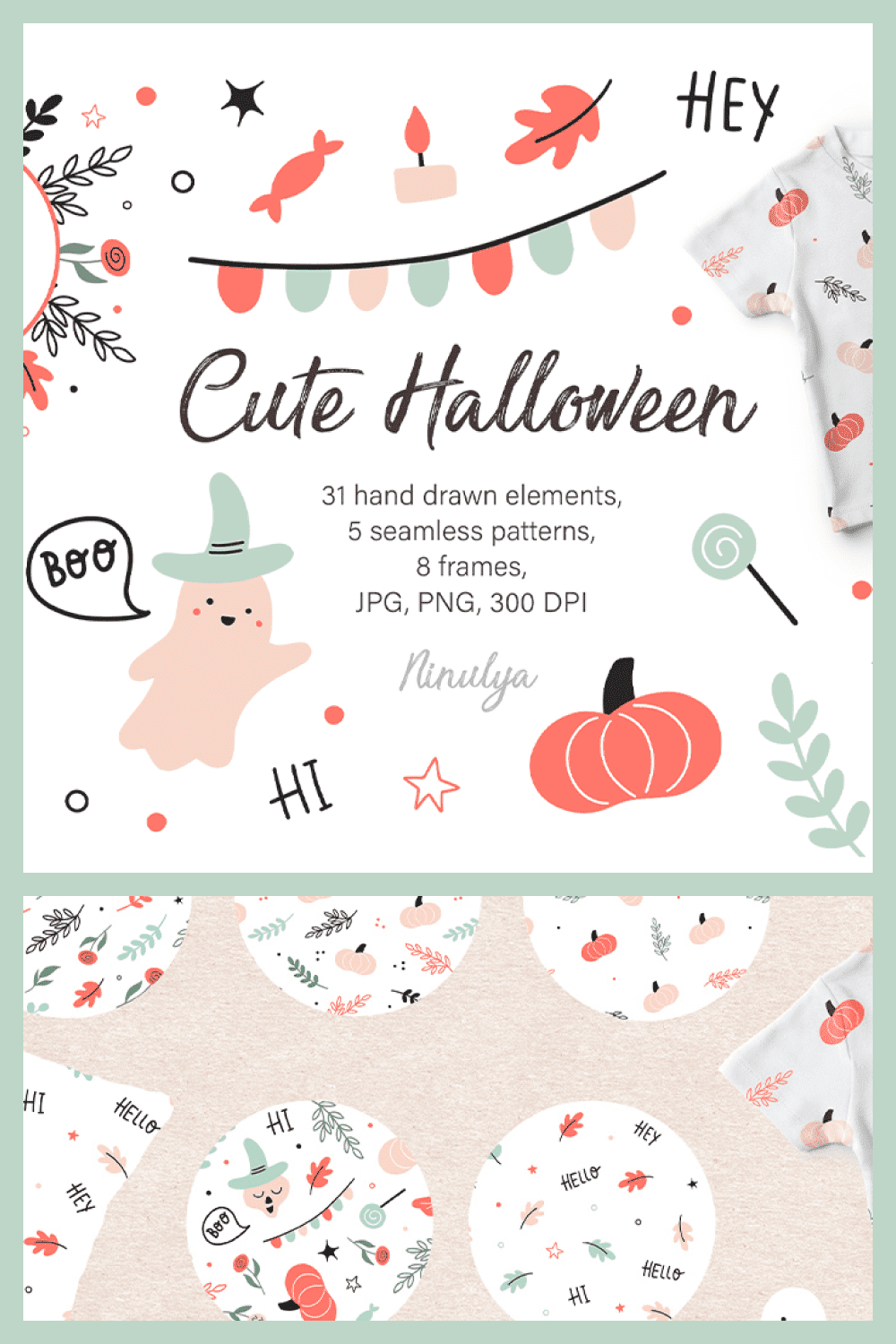These are delicate and cute illustrations for the celebration of Halloween.