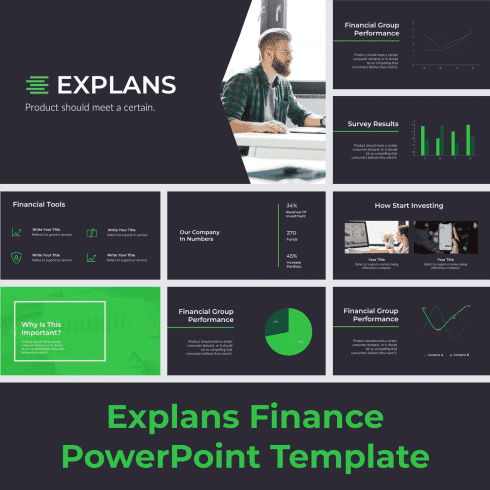 Explans Finance PowerPoint Template main cover.