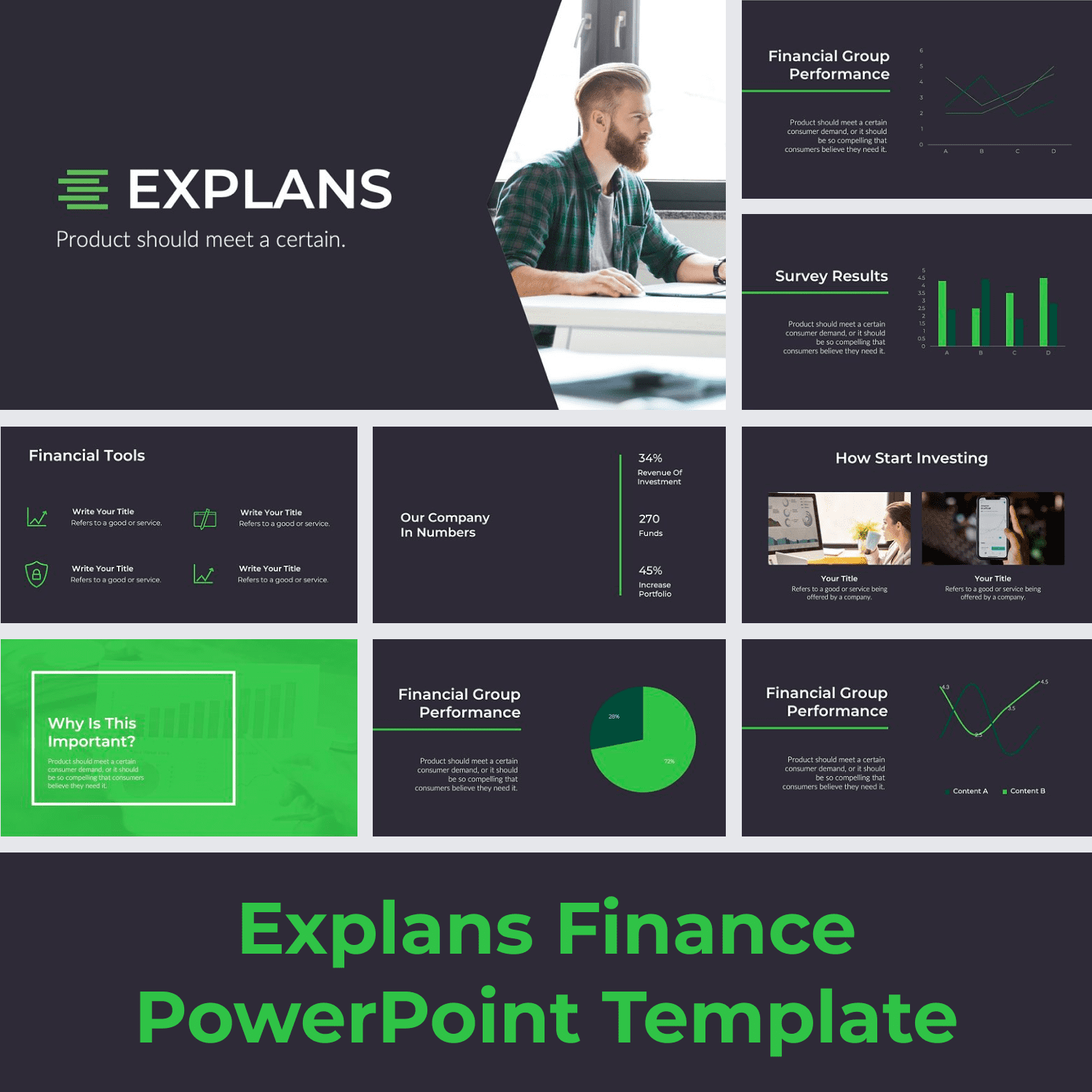 Explans Finance PowerPoint Template main cover.