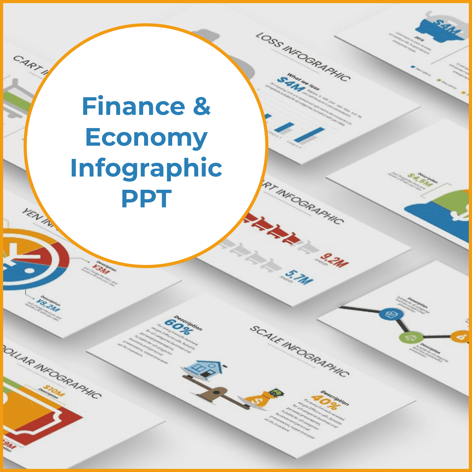 Finance & Economy Infographic PPT cover image.