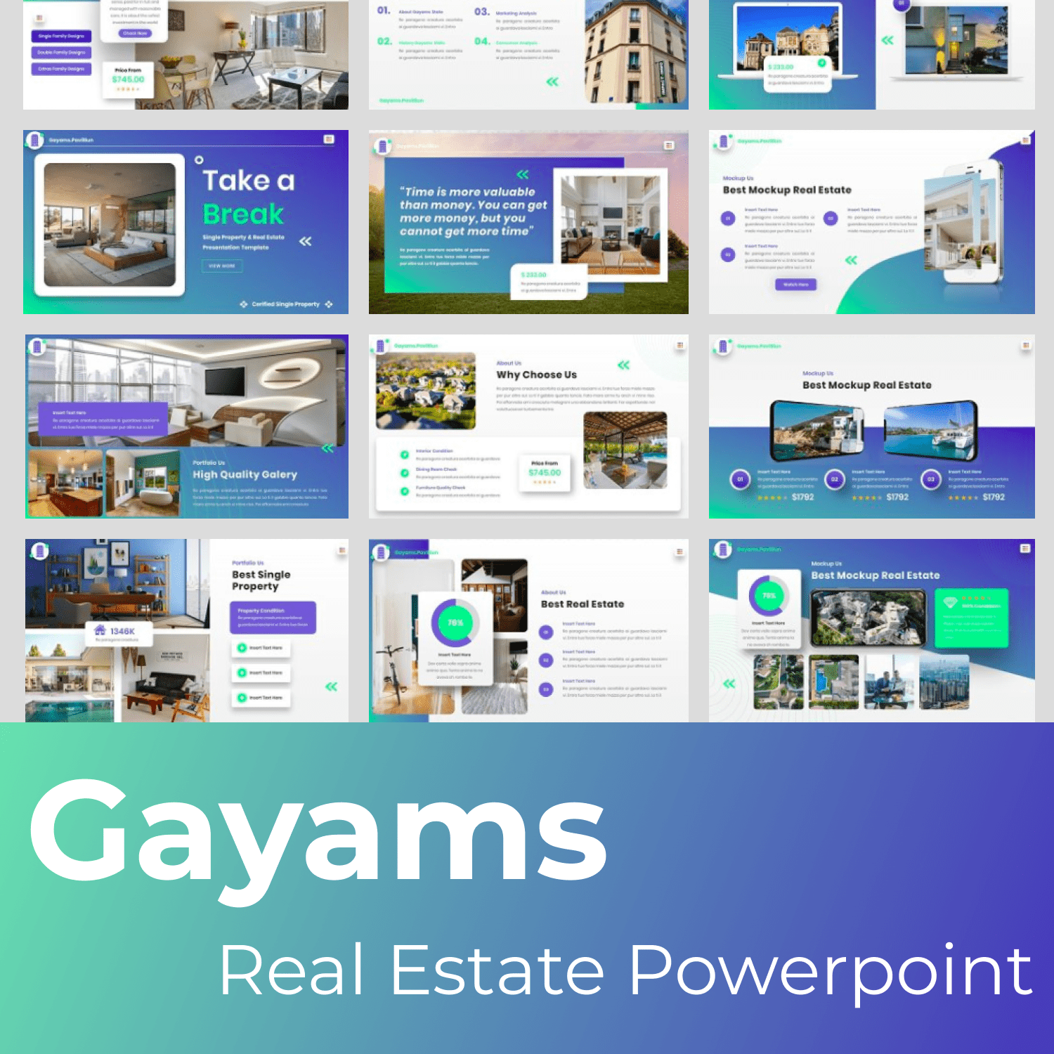 Gayams - Real Estate Powerpoint main cover.
