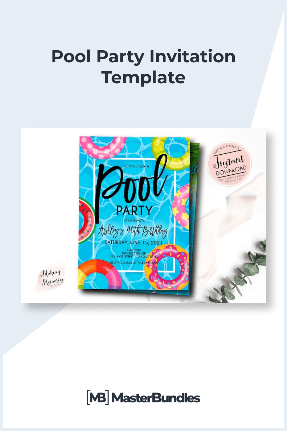 blank printable pool party invitations