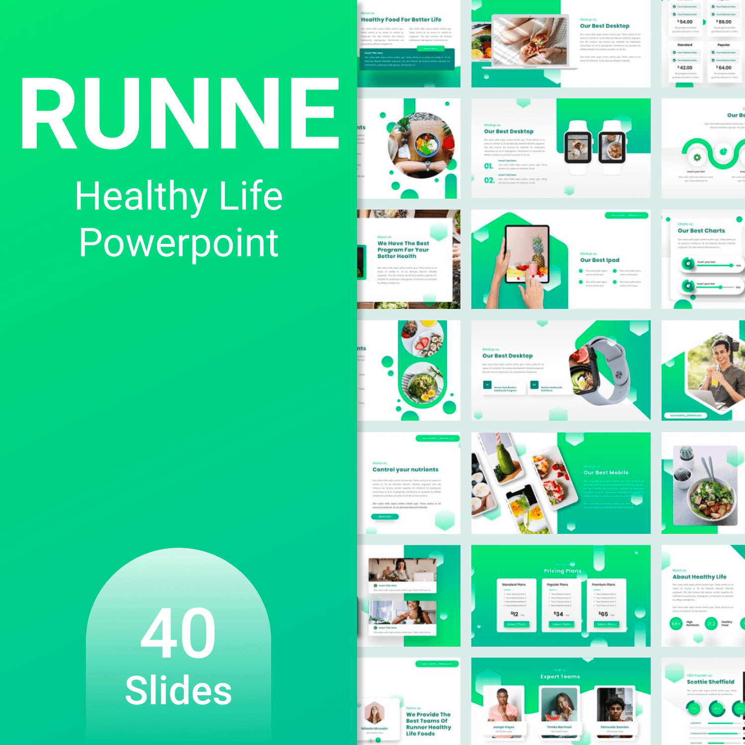 Runne - Healthy Life Powerpoint main cover.