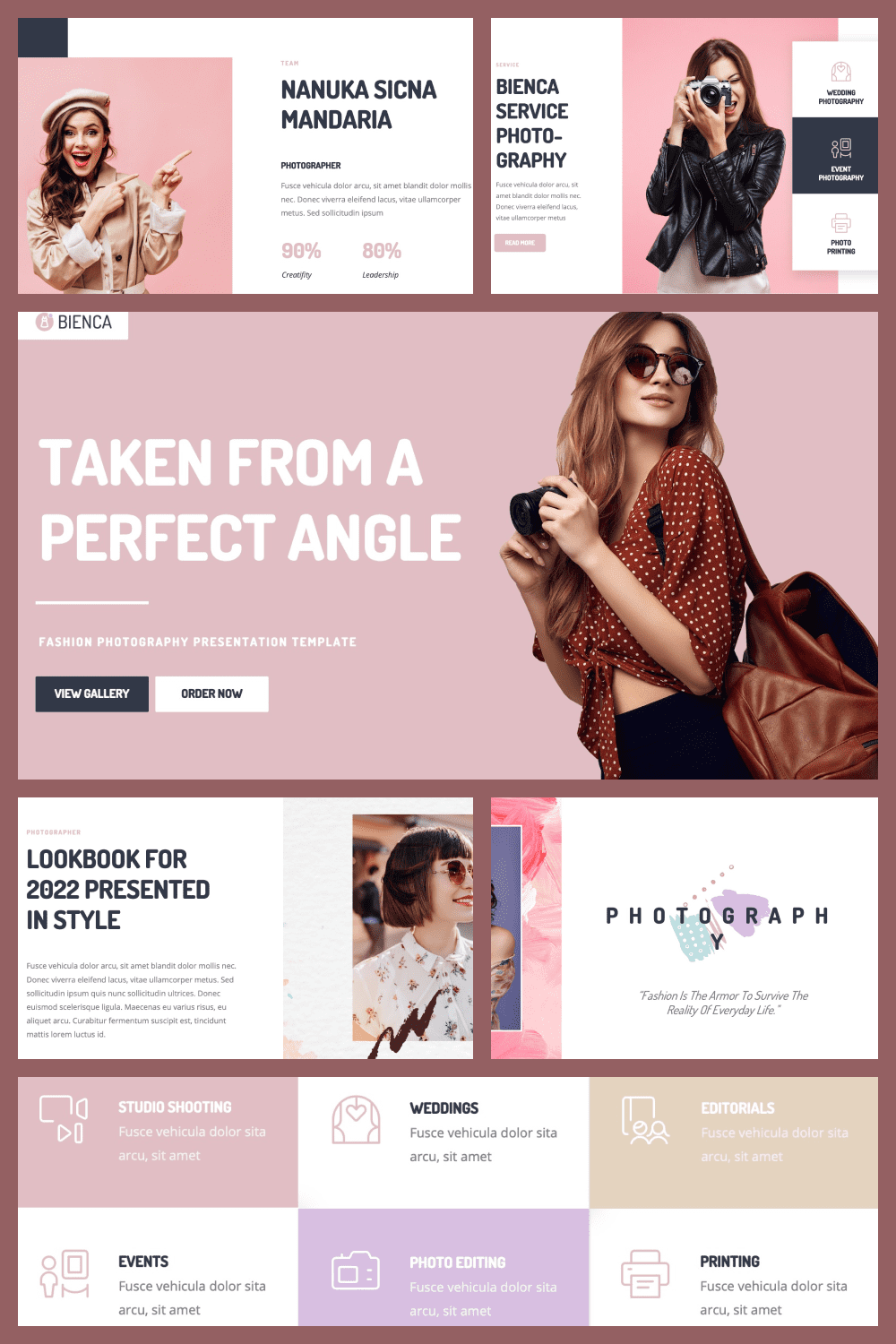 Stylish template with pink accents. A great option for a clothing store.