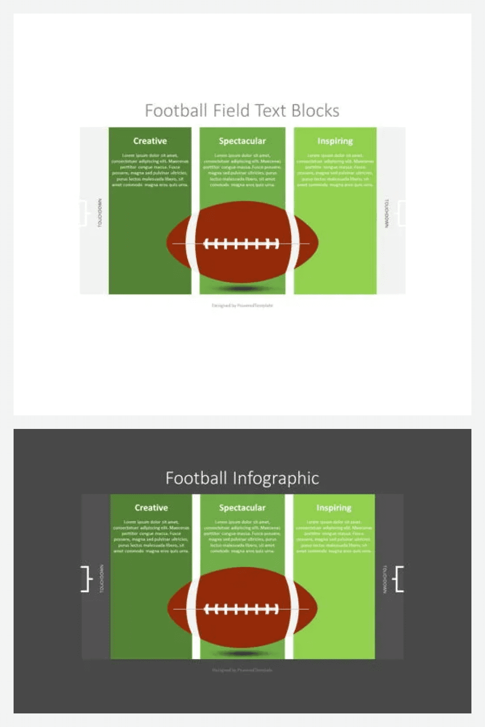 Football field text boxes - free powerpoint template.