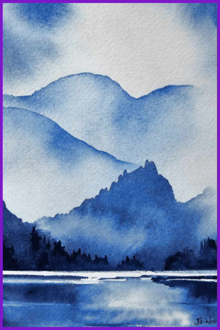 Watercolor blue art.