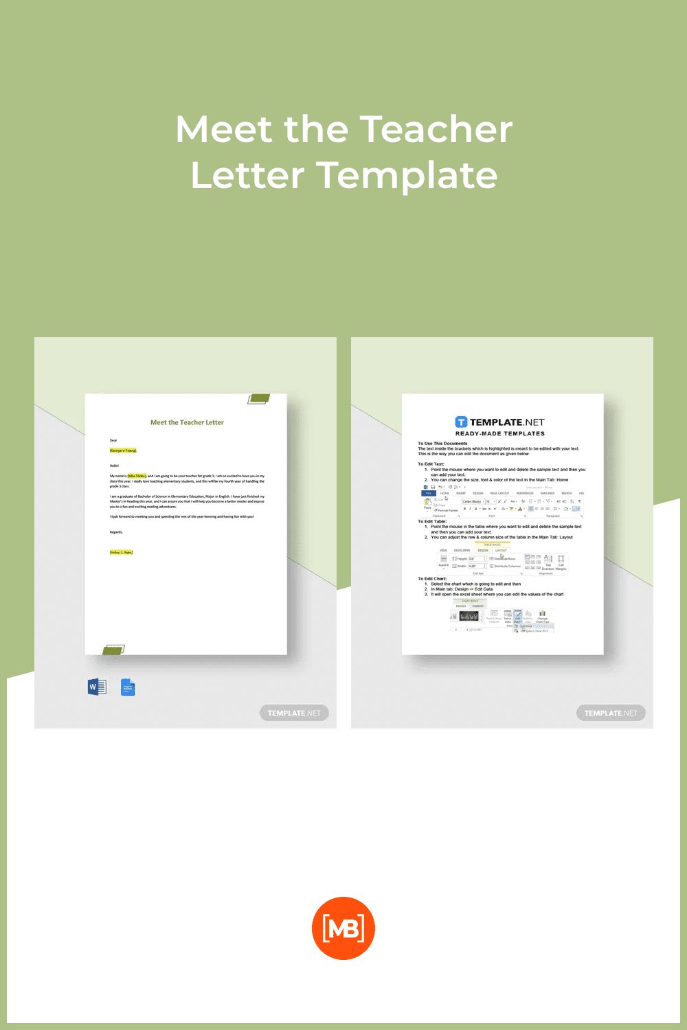 Meet the teacher letter template.