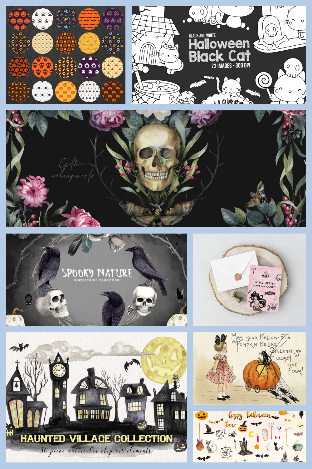 Best Halloween Clipart: Photos, Pumpkins, Greeting Cards - Pinterest collage.
