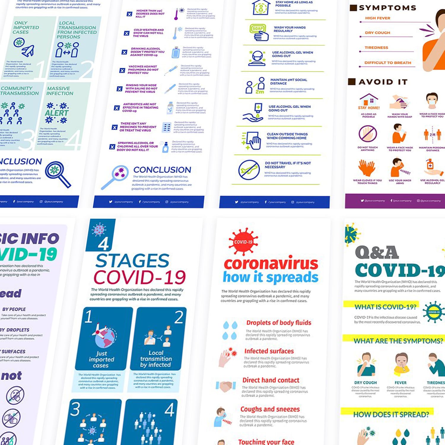 Coronavirus Infographics Bundle 11 cover image.