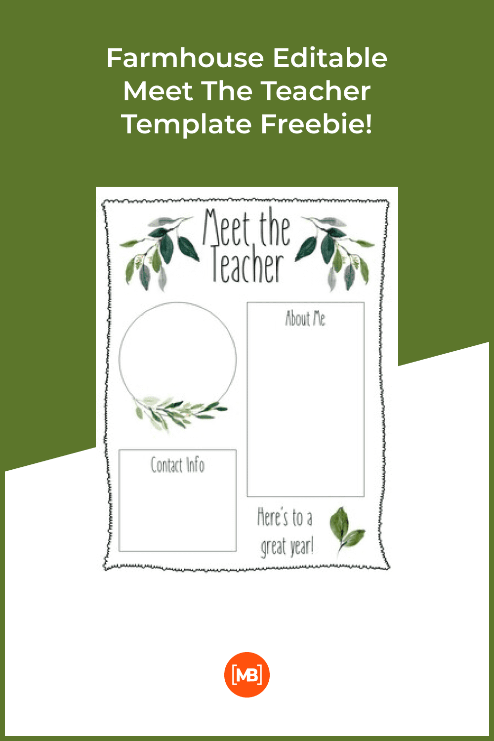 Farmhouse editable meet the teacher template freebie.