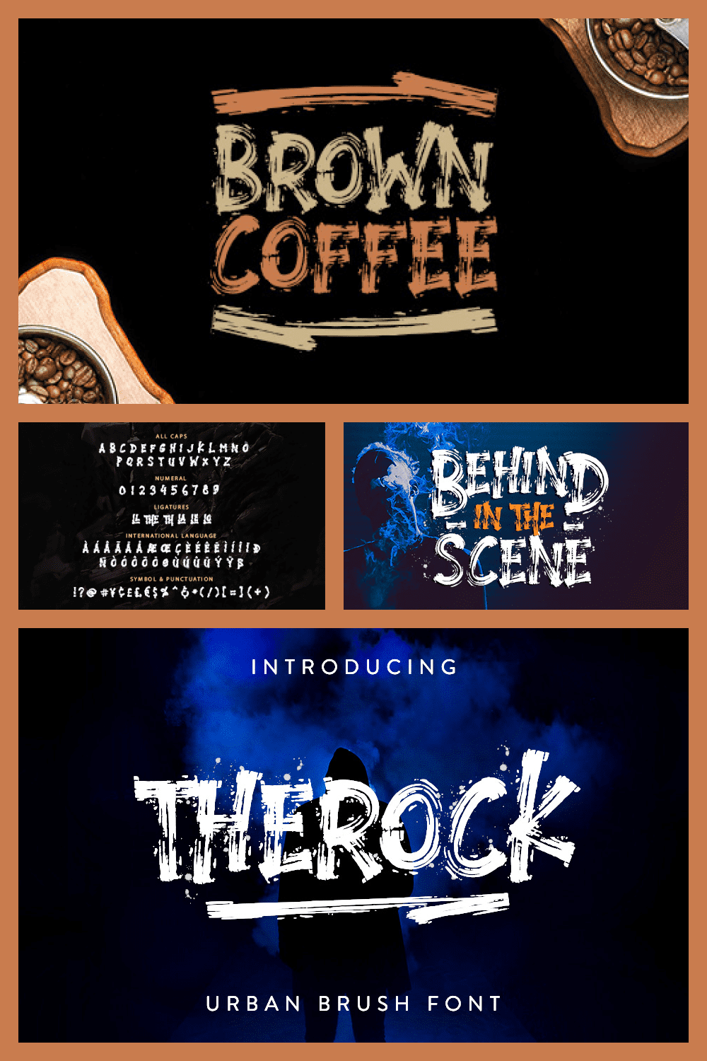 Font in a thematic rock style with brush.