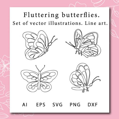 Silhouettes of Soaring Butterflies Illustration Description.