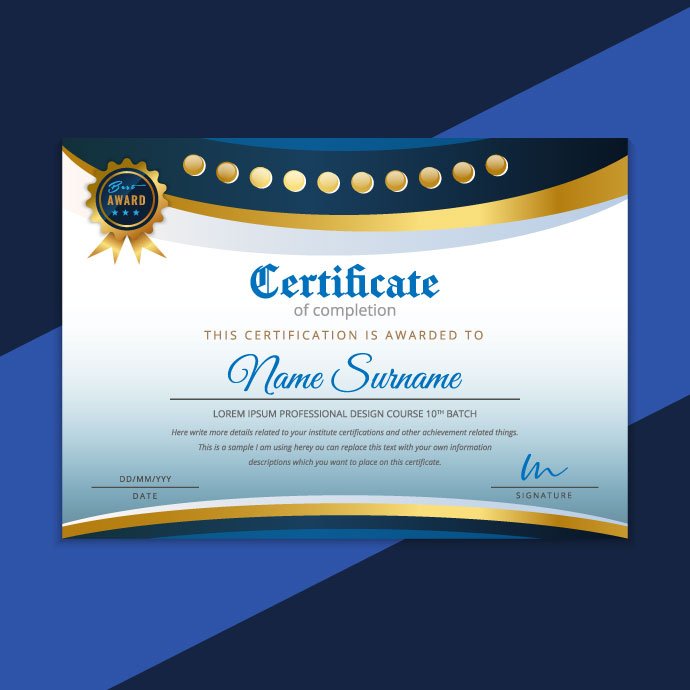 Certificate Design Template preview image.