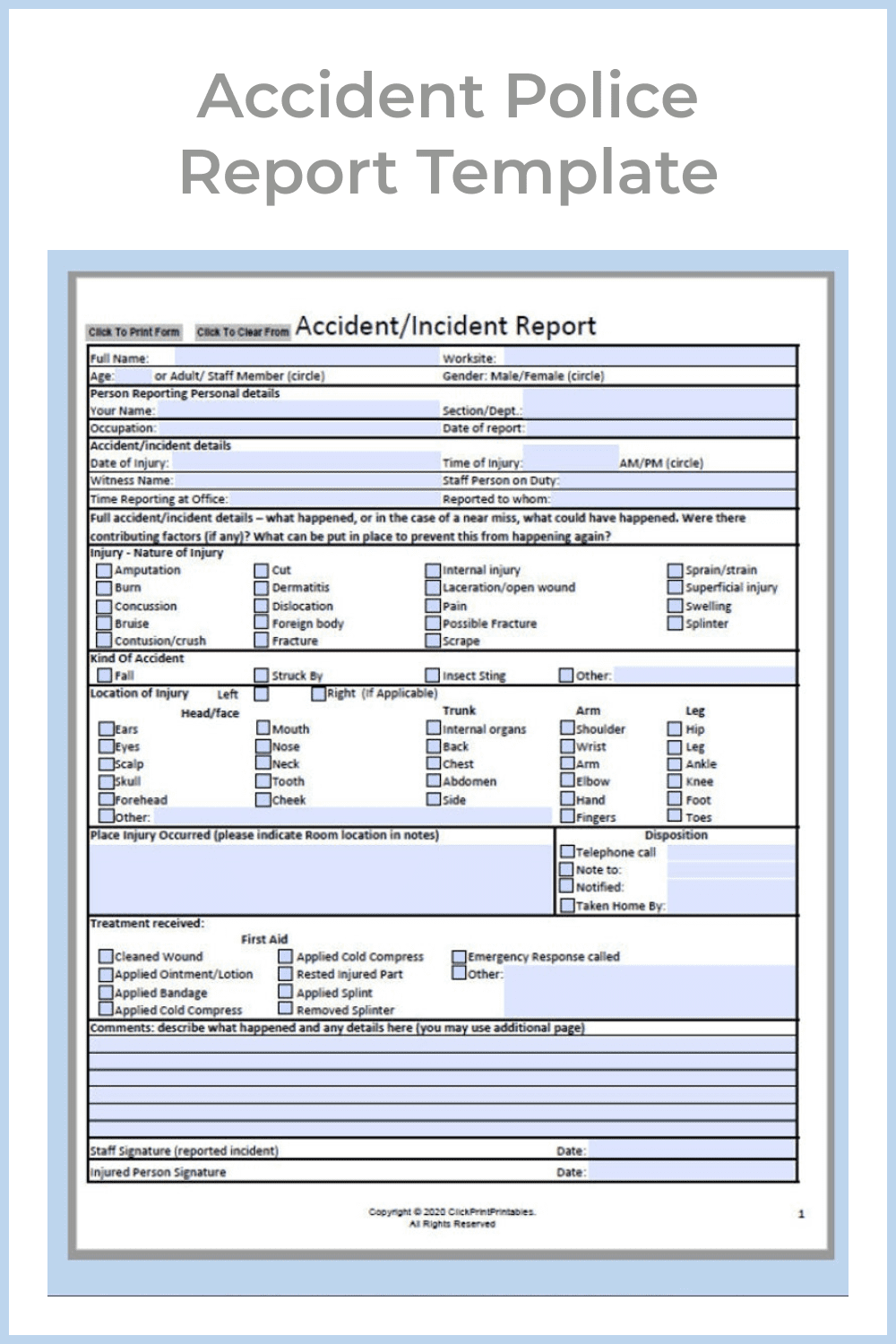 Accident Police Report Template.