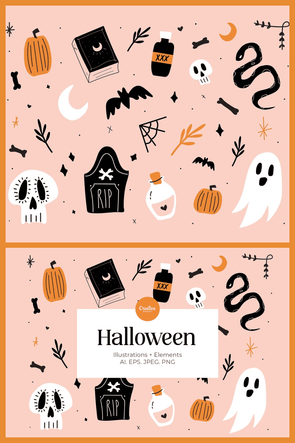 Cute hand-drawn elements for life during the Halloween period.