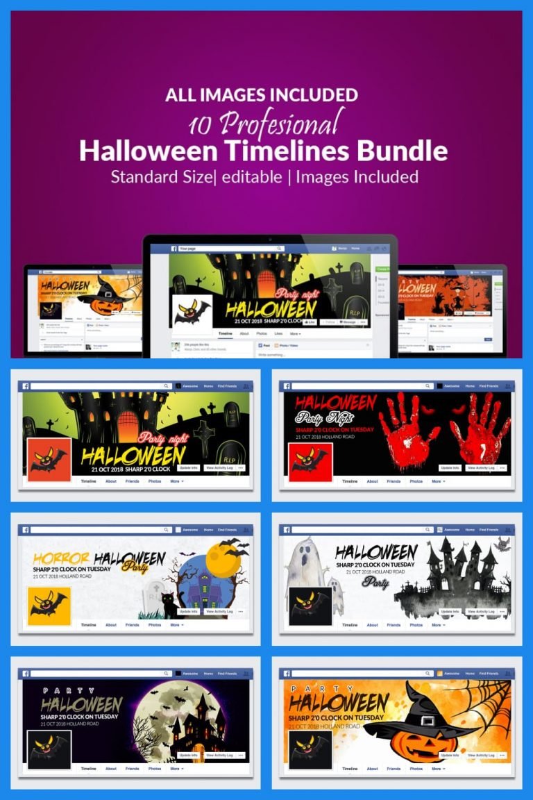 15 Best Halloween Facebook Cover Collection 2022 Free And Premium   3 Halloween Facebook Timeline Cover Bundle 768x1152 