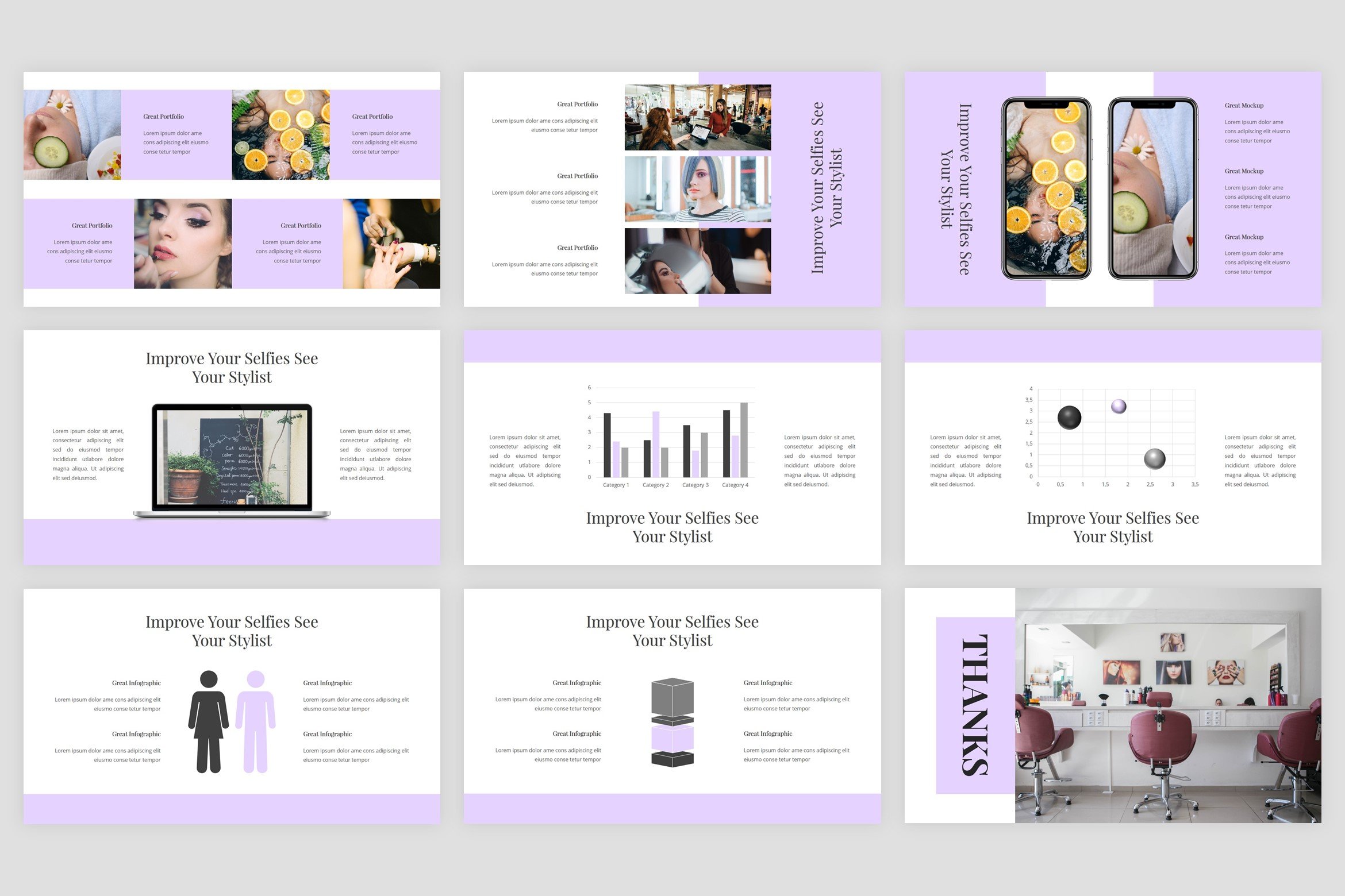 The template includes many infographics in the template color style.