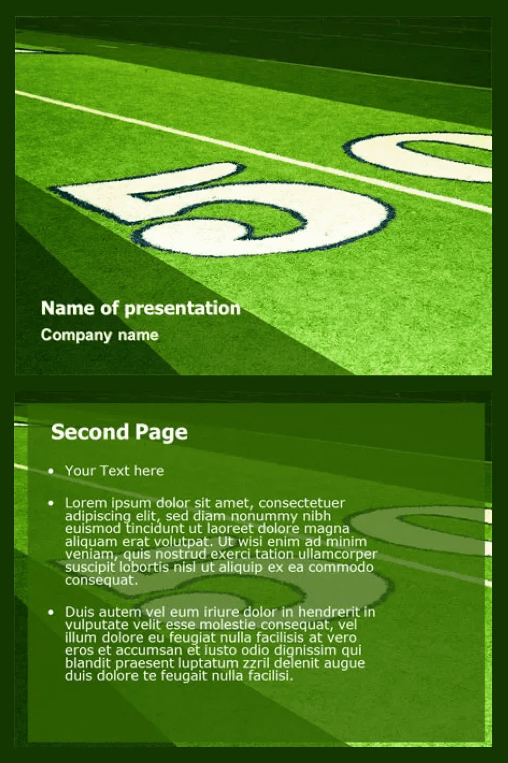 American Football field - free powerpoint template.