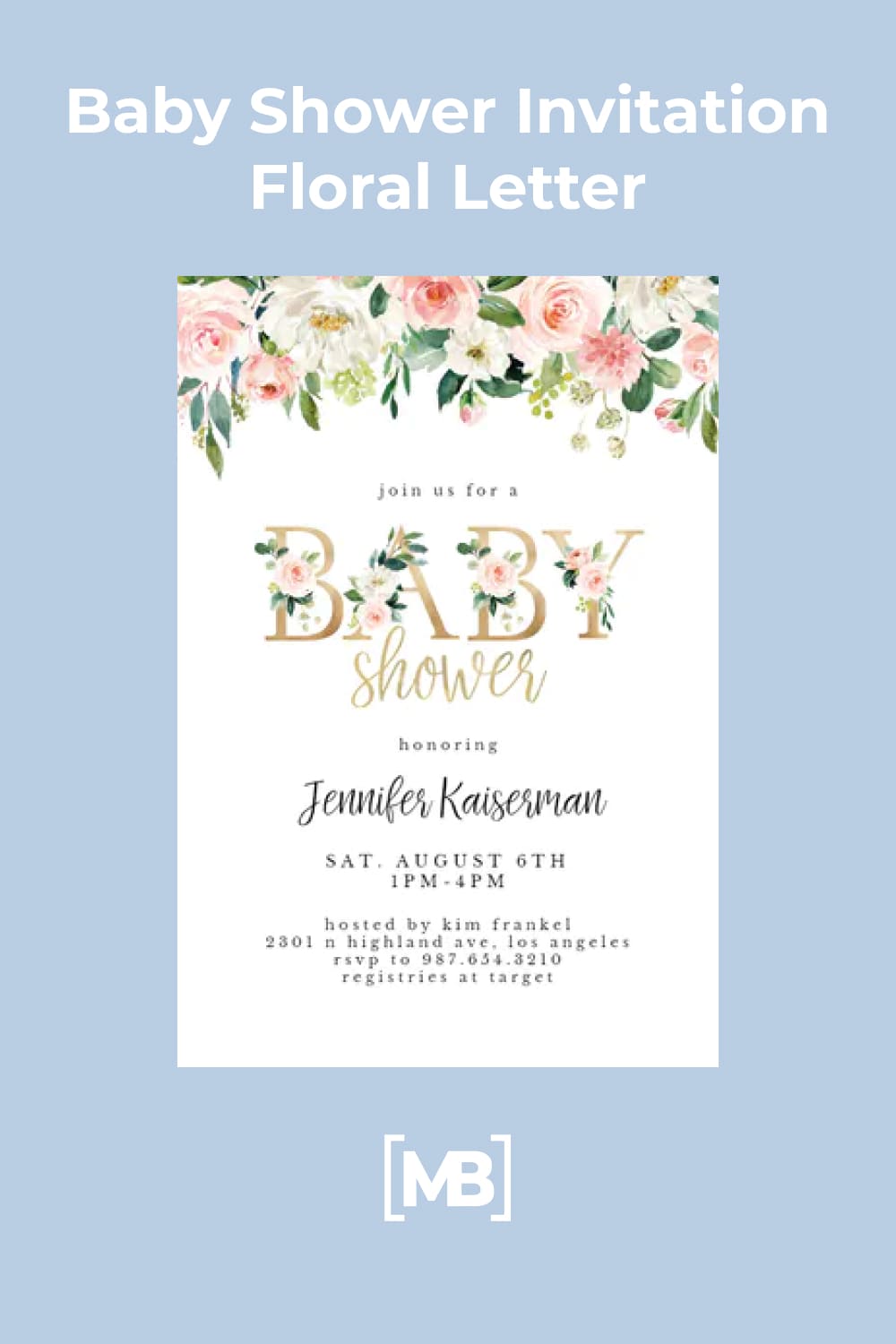 Romantic and gentle invitation with flowers.