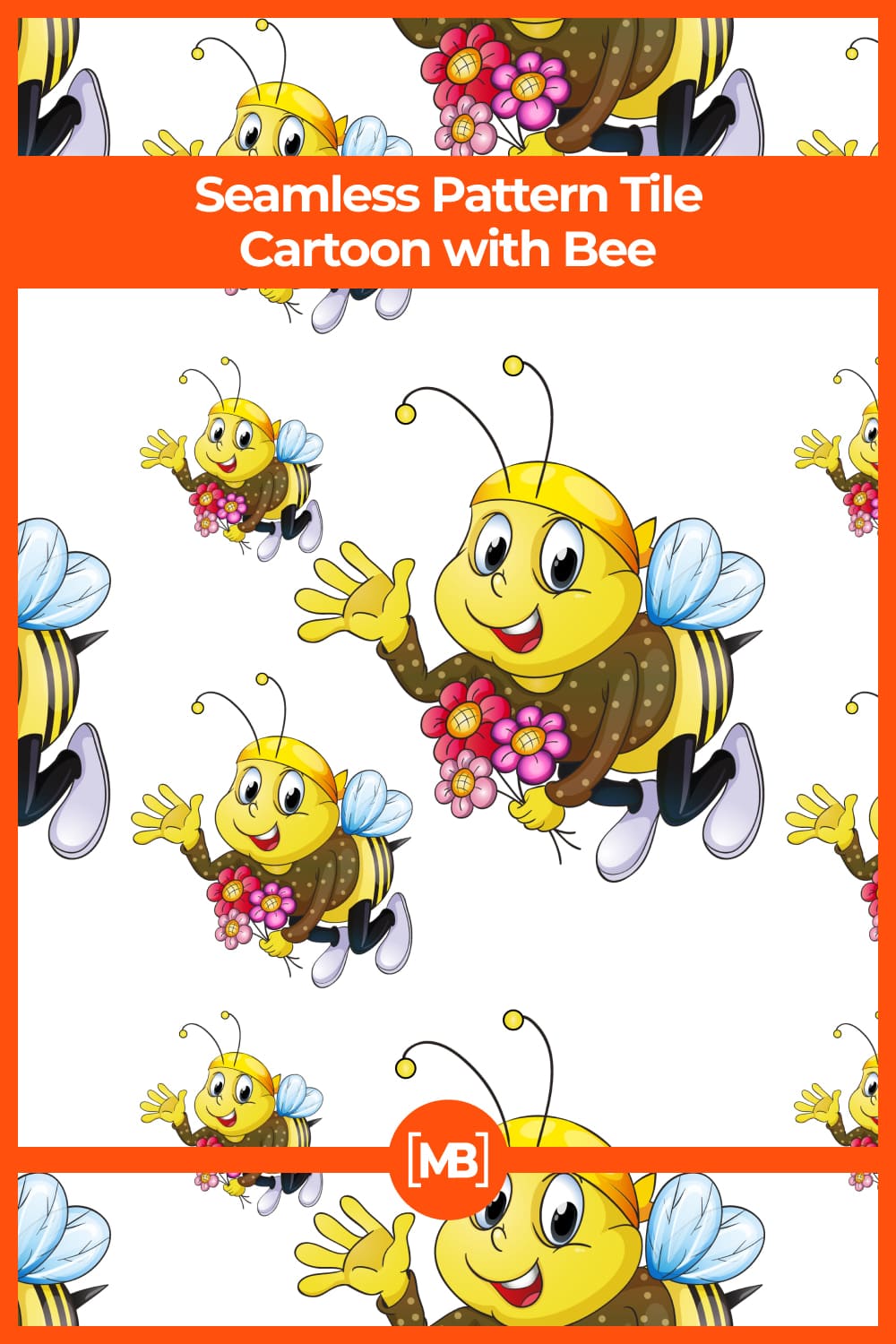 Seamless Pattern Tile Cartoon with Bee.