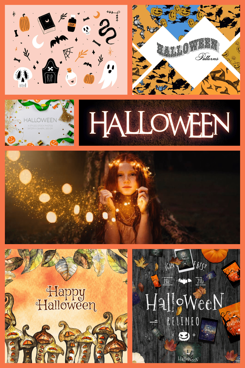 Halloween Design Bundles Pinterest Collage.