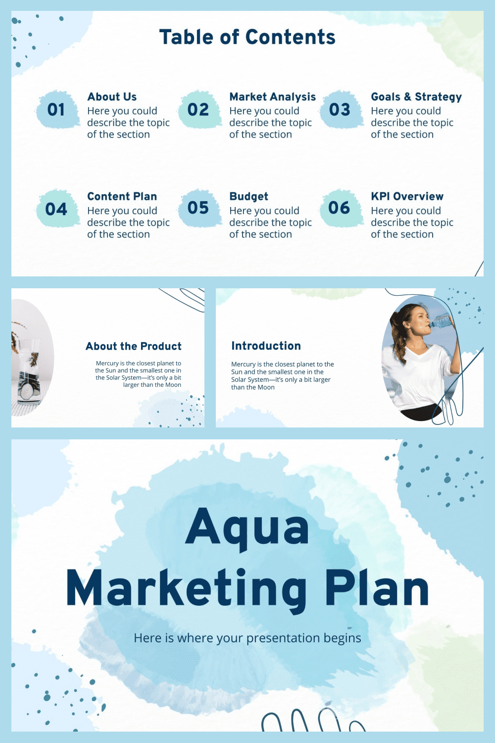 Aqua Marketing Plan Google Slides Powerpoint Templates.