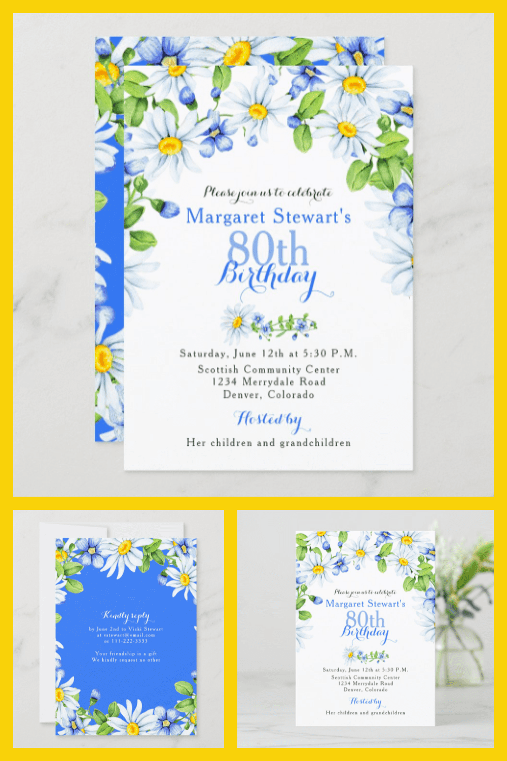Fresh and light invitation for birthday party.
