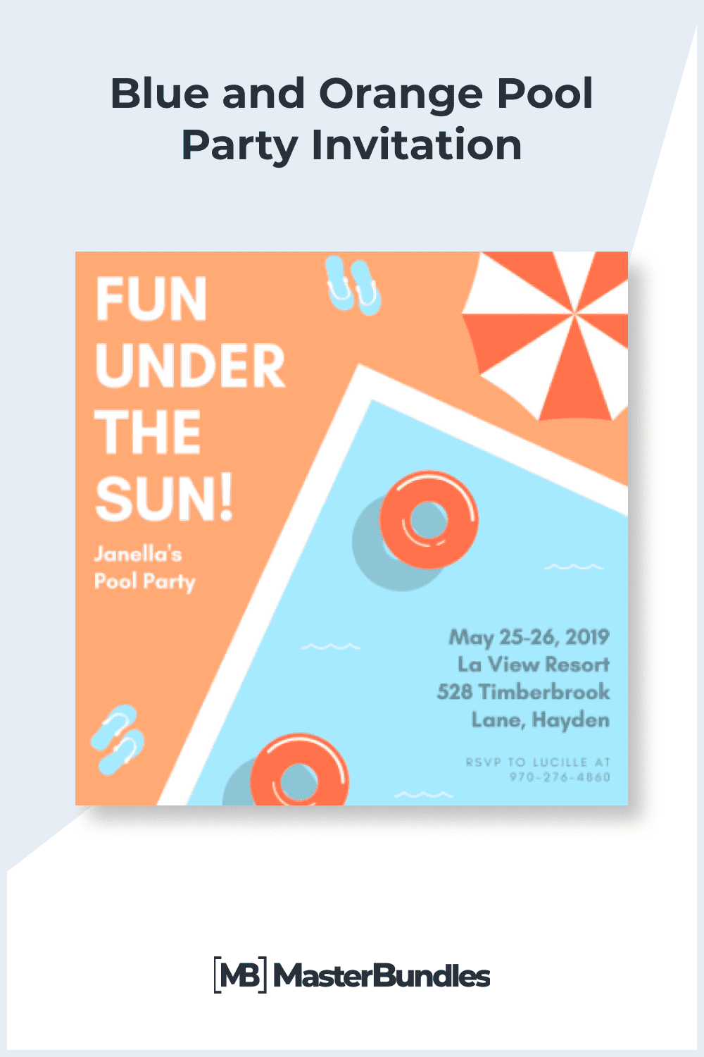 Concise invitations to a pool party.