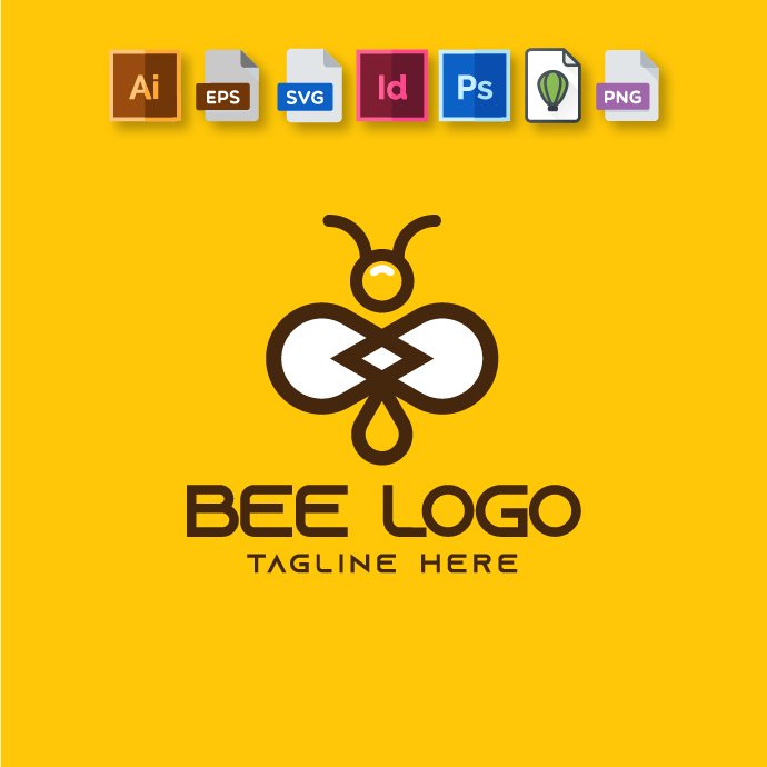 Bee Logo Minimalist Template cover image.