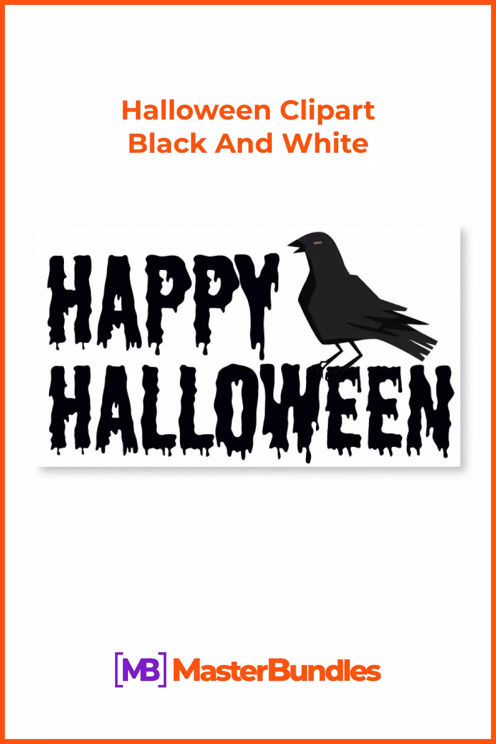 happy halloween clipart black and white