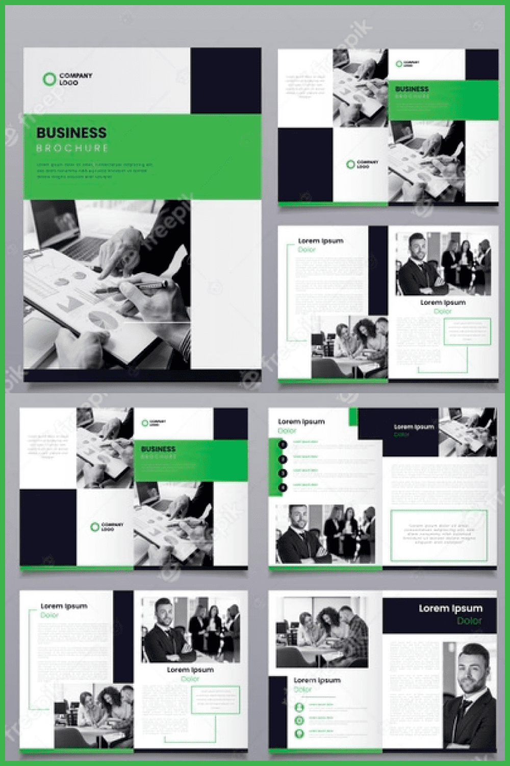 Creative template in grey and green.