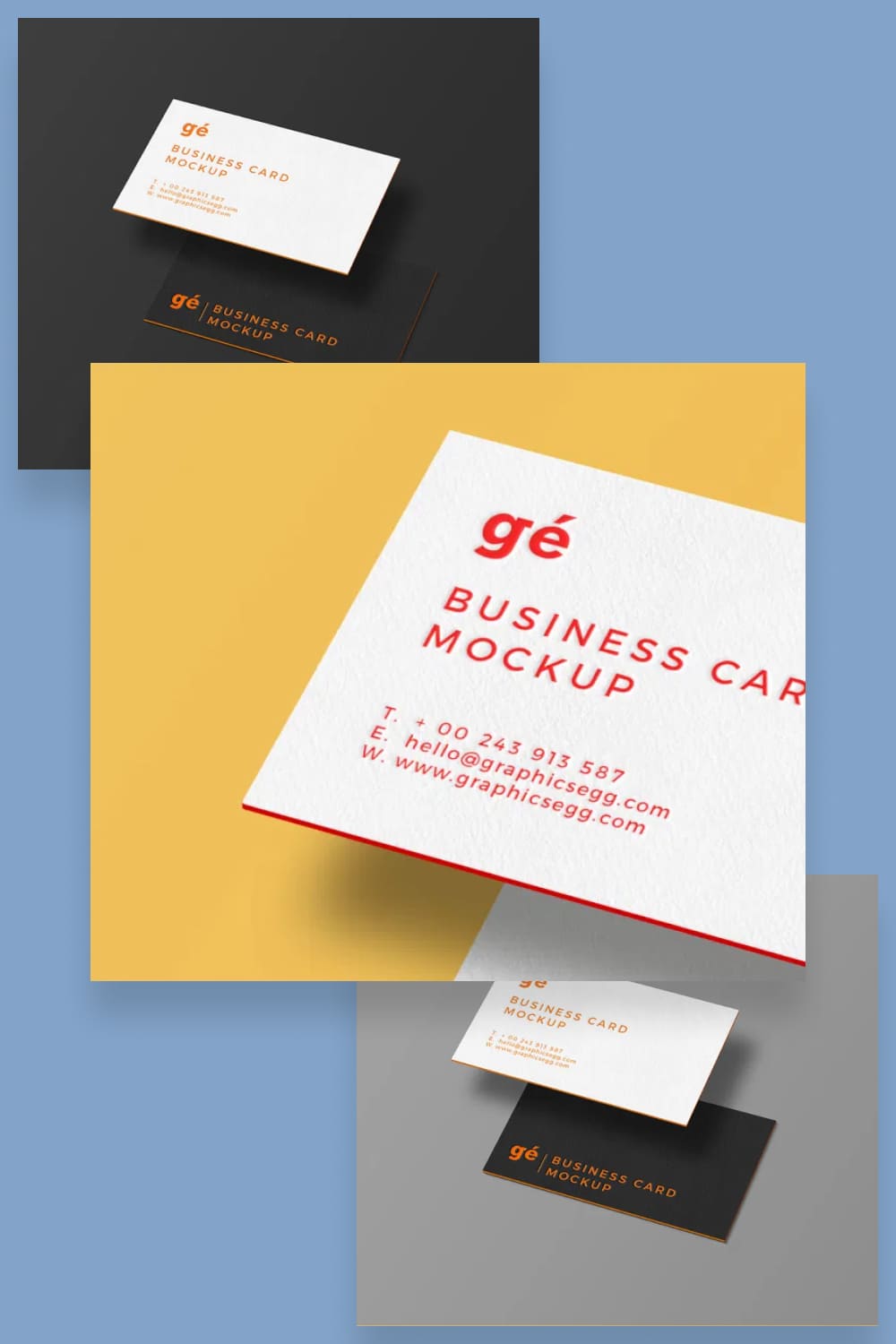 Simple stylish business cards with embossed text in 3D effect.