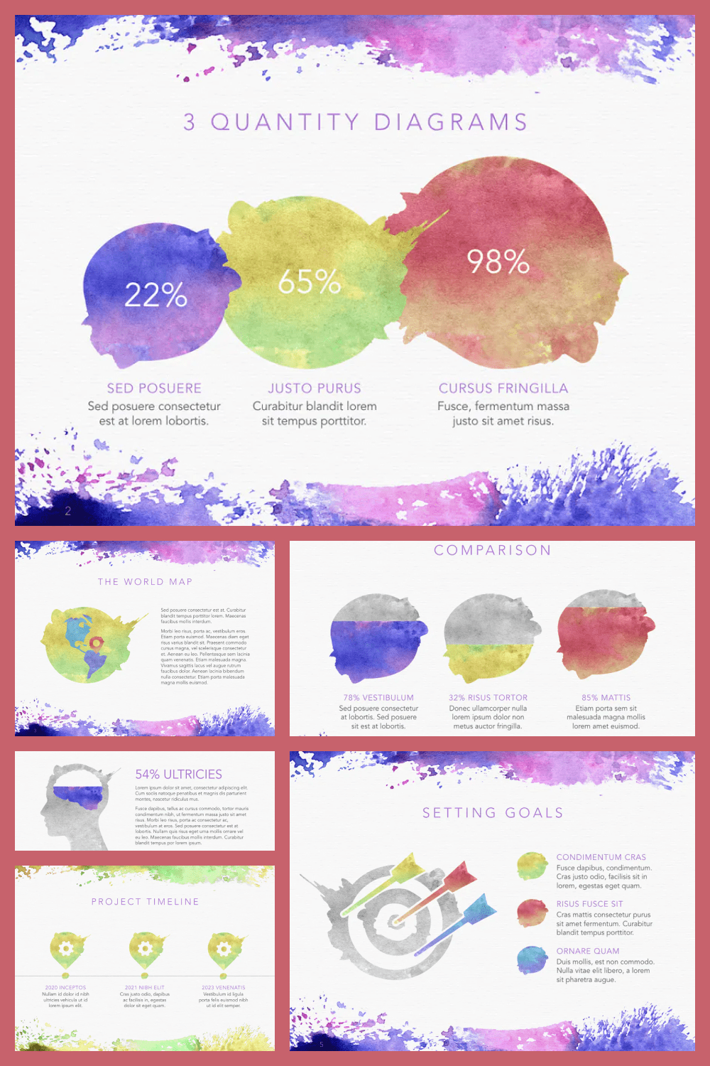 Vivid watercolor keynote template.