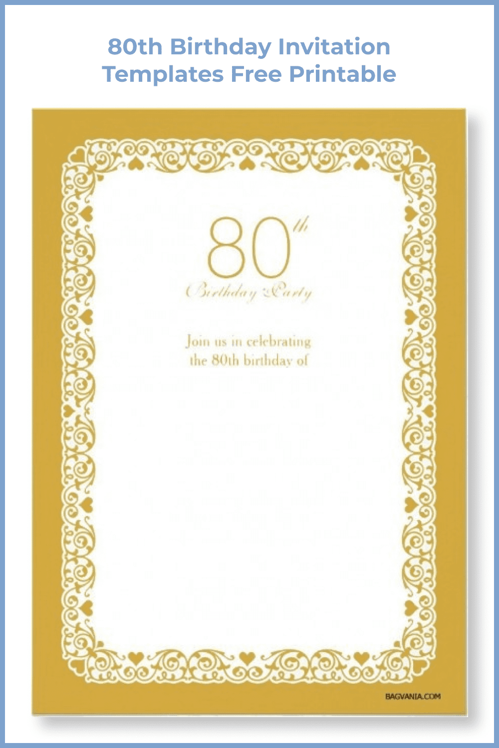 Royal style invitation with gold frill.