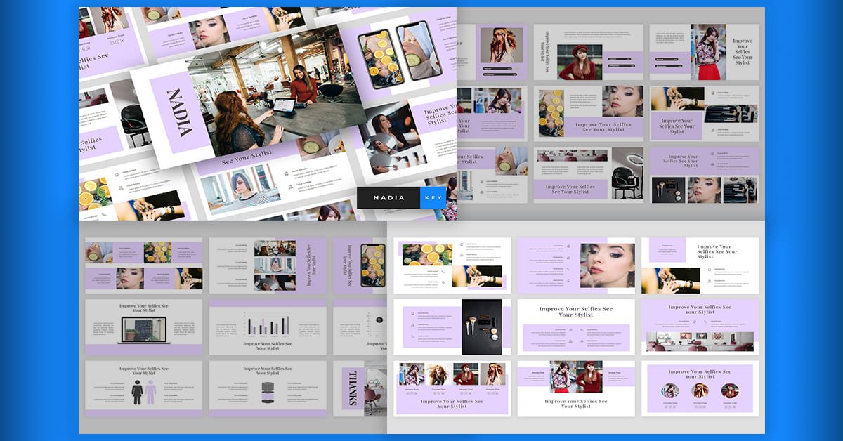 Delicate lilac template with plenty of information space.
